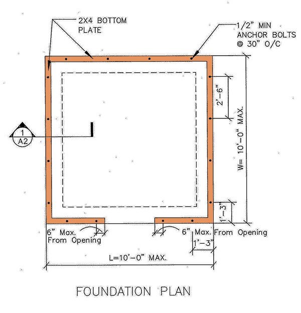 10x10 Storage Shed Plans 01 Foundation Plan