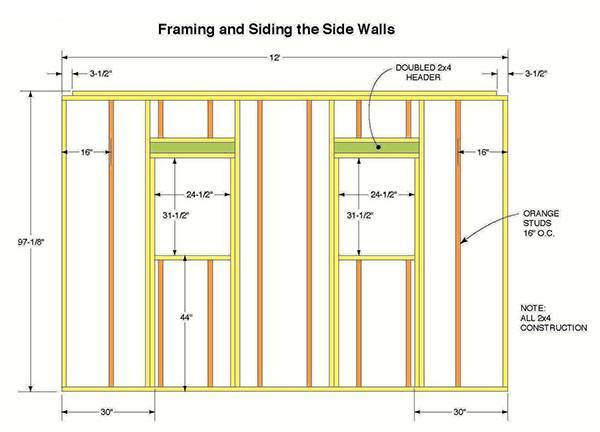 10x12 Storage Shed Plans 04 Side Wall Frame