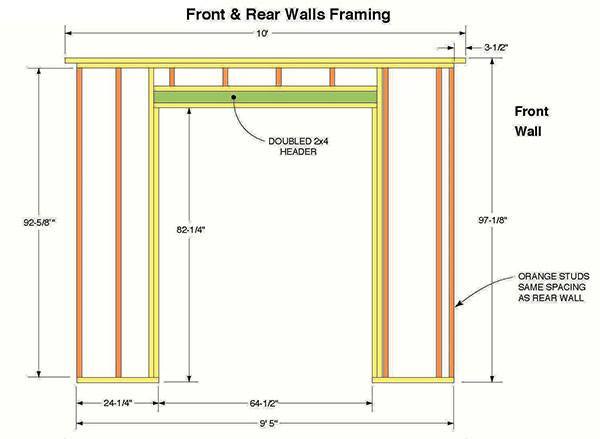 10x12 Storage Shed Plans 06 Front Wall Frame
