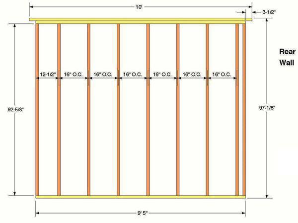 10x12 Storage Shed Plans 07 Rear Wall Frame