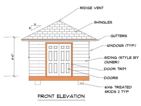 12x12 Hip Roof Shed Plans 03 Front Elevation