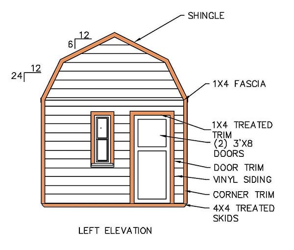 12×16 gambrel shed plans & blueprints for barn style shed