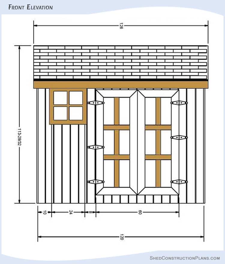 4x10 Lean To Shed Plans Blueprints 02 Front Elevation