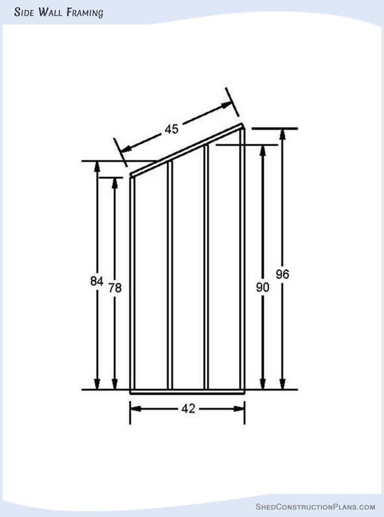4x10 Lean To Shed Plans Blueprints 09 Side Wall Framing