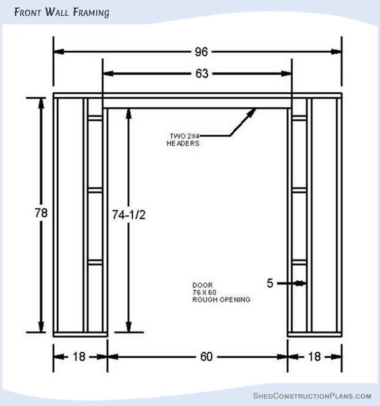 4x8 Lean To Shed Plans Blueprints 08 Front Wall Framing