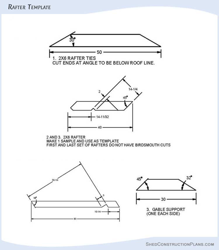 6x12 Saltbox Shed Plans Blueprints 13 Rafter Template