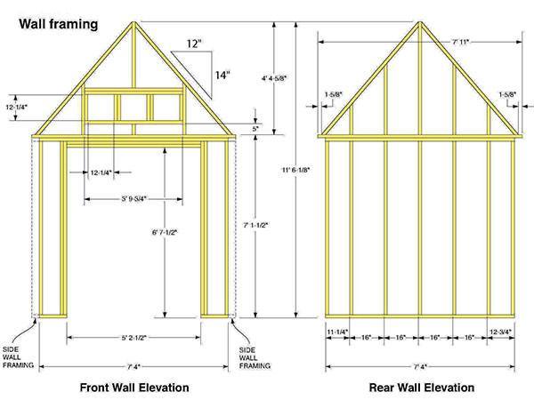 7x14 Shed Plans 01 Front Rear Wall Frame