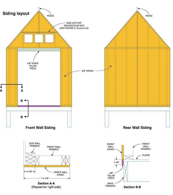 7x14 Shed Plans 02 Front Rear Wall Siding