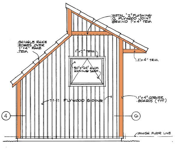 8x12 Clerestory Shed Plans 05 Left Wall Elevation