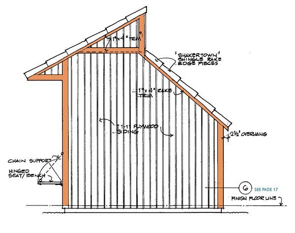 8x12 Clerestory Shed Plans 07 Right Wall Elevation