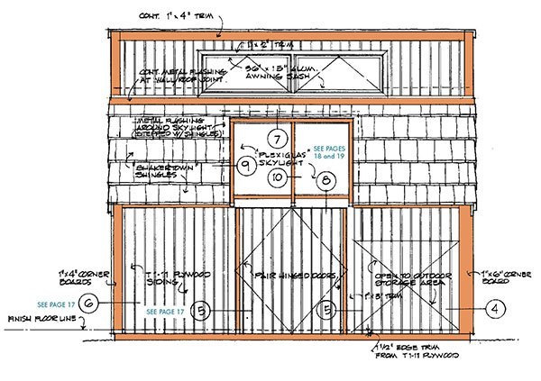 8x12 Clerestory Shed Plans 08 Rear Wall Elevation