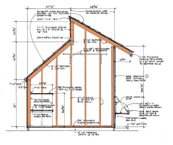 8x12 Clerestory Shed Plans 12 Wall Section