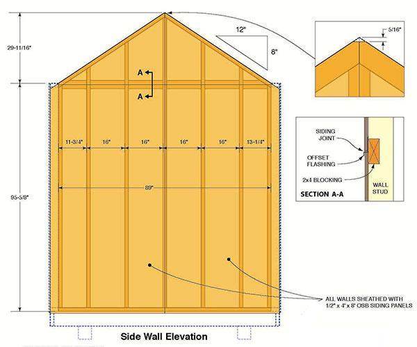 8x12 Garden Shed Plans 02 Side Wall Framing