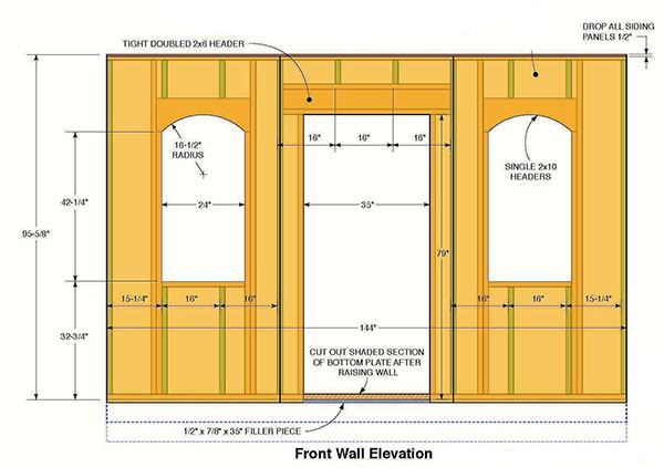 8x12 Garden Shed Plans 03 Front Wall Framing