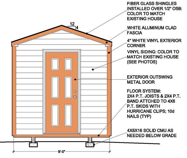 8x8 Garden Shed Building Plans 01 Front Elevation