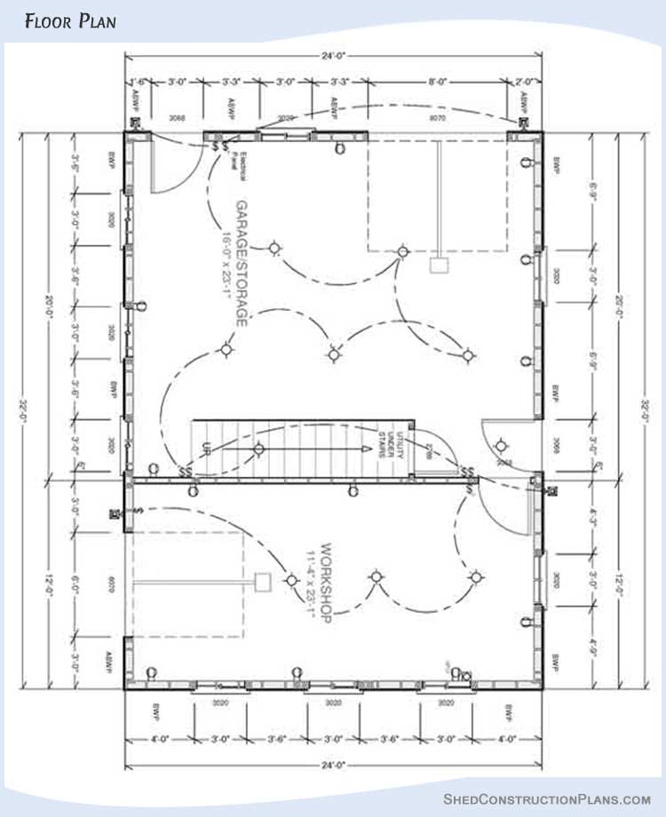 Gambrel Barn Shed Plans Blueprints 24x32 02 Floor Plan