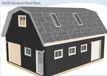 Gambrel Barn Shed Plans Blueprints 24x32