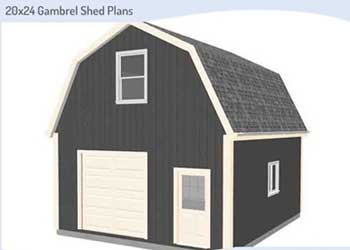 Gambrel Roof Barn Shed Plans Blueprints 20x24