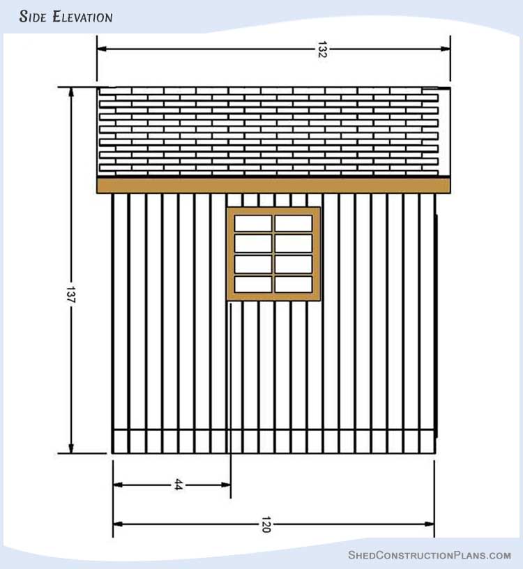 10x10 Gable Shed Plans Blueprints 03 Side Elevation