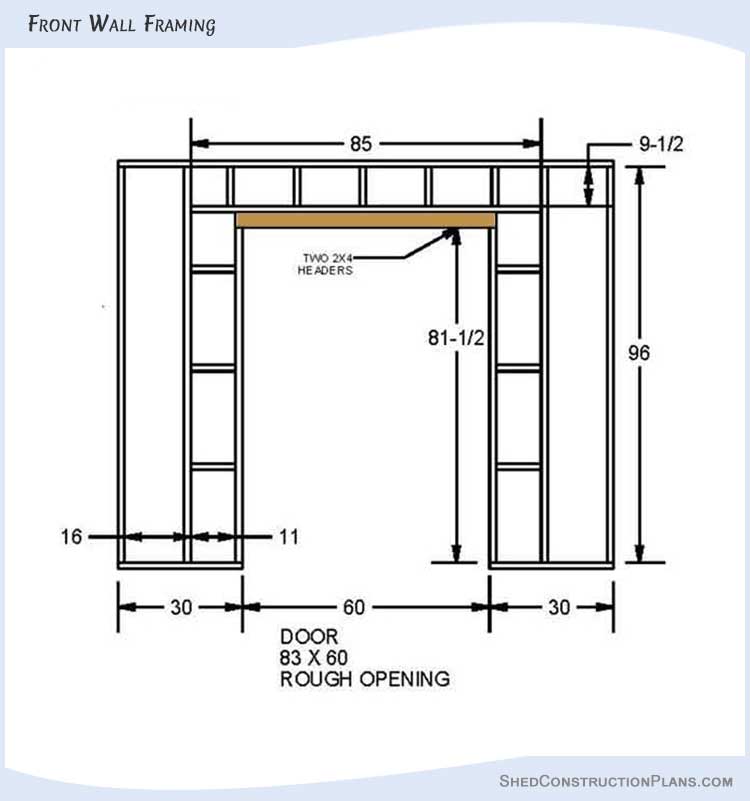 10x10 Gable Shed Plans Blueprints 08 Front Wall Framing