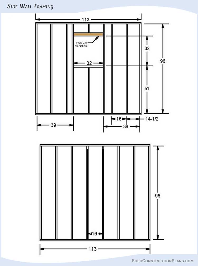 10x10 Gable Shed Plans Blueprints 09 Side Wall Framing