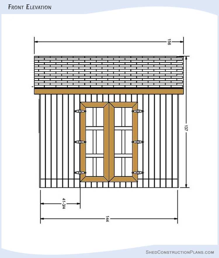 10x12 Gable Roof Shed Plans Blueprints 02 Front Elevation