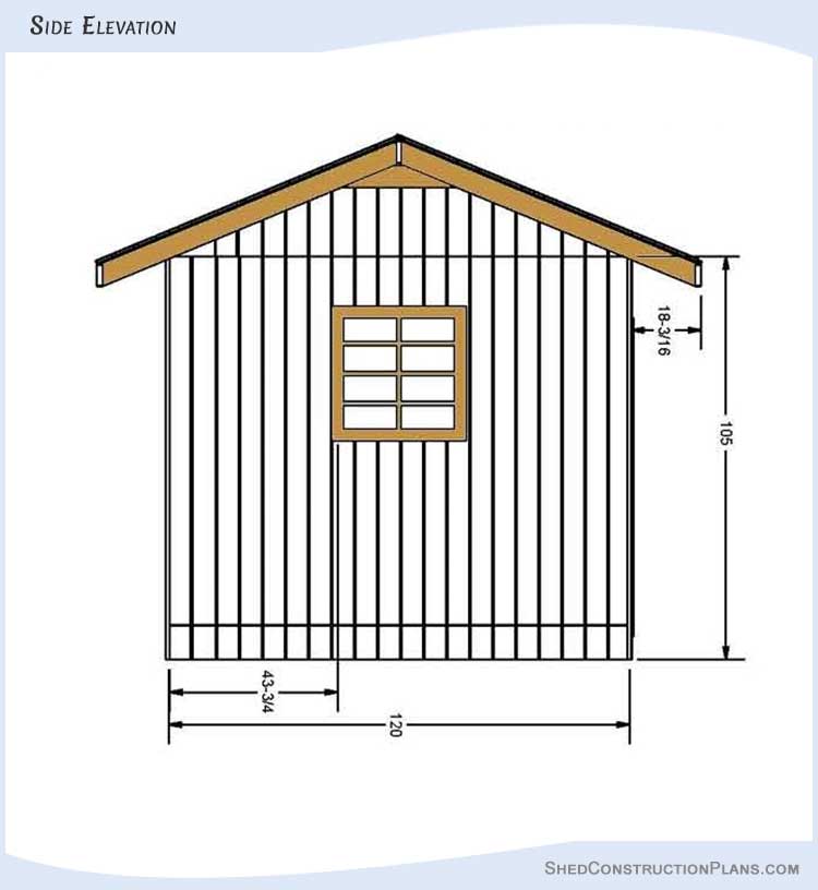 10x12 Gable Roof Shed Plans Blueprints 03 Side Elevation