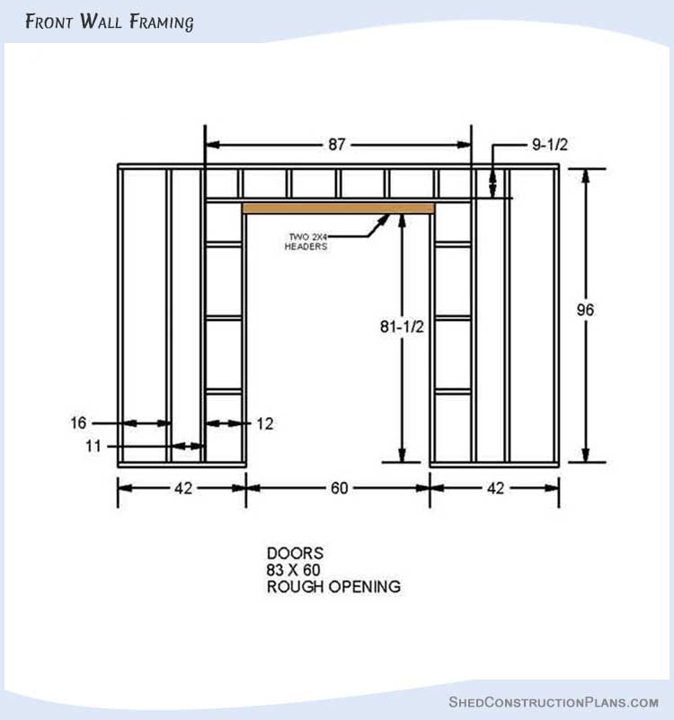 10x12 Gable Roof Shed Plans Blueprints 08 Front Wall Framing