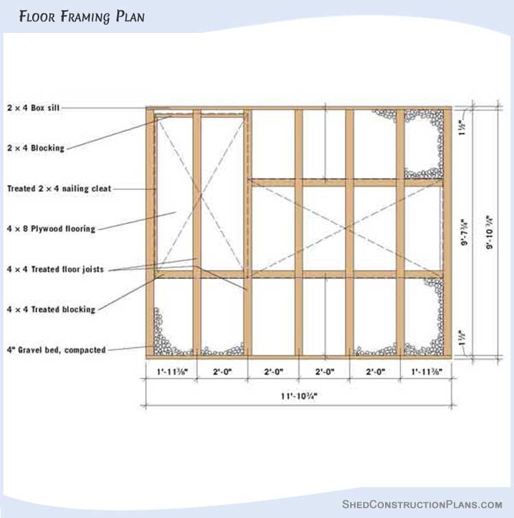 10x12 Greenhouse Shed Plans Blueprints 02 Floor Framing Plan