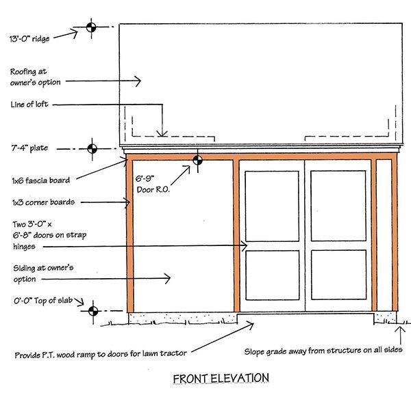 10x12 Storage Shed Building Plans 02 Front Elevation