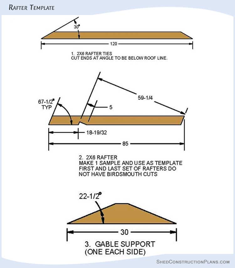 10x16 Gable Shed Plans Blueprints 13 Rafter Template