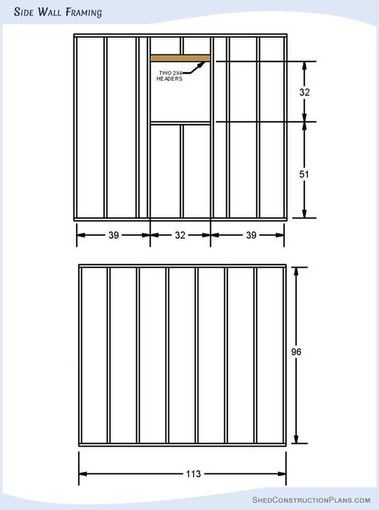 10x20 Gable Shed Plans Blueprints 09 Side Wall Framing