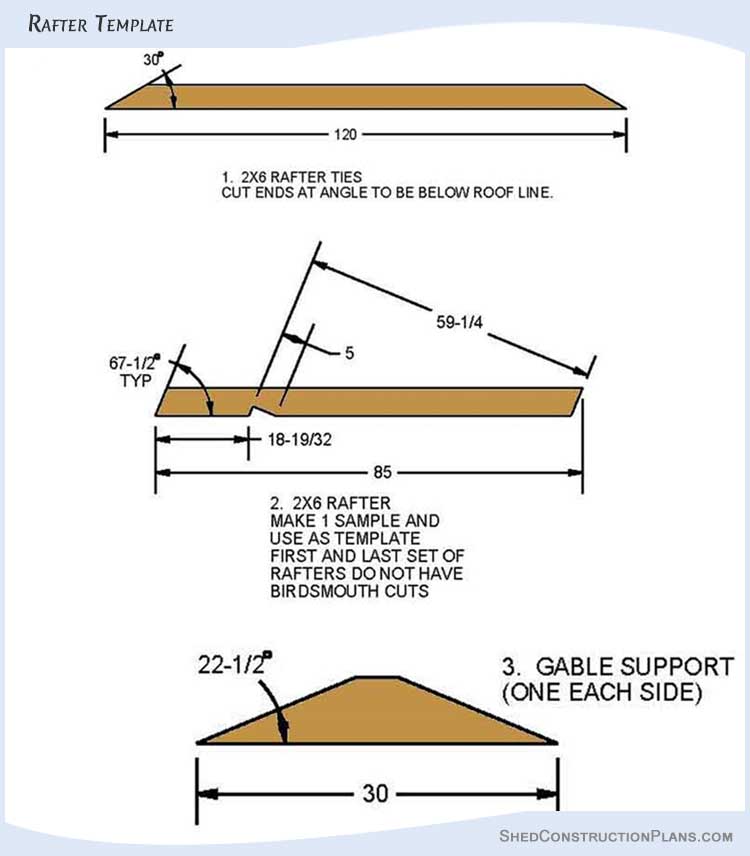 10x20 Gable Shed Plans Blueprints 13 Rafter Template