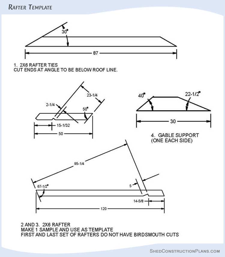10x20 Saltbox Shed Plans Blueprints 13 Rafter Template