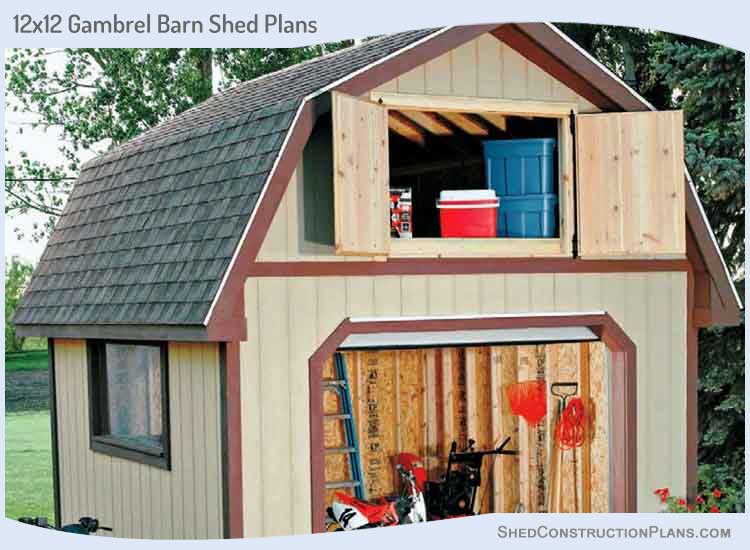 12x12 Gambrel Barn Storage Shed Plans Blueprints 00 Draft Design
