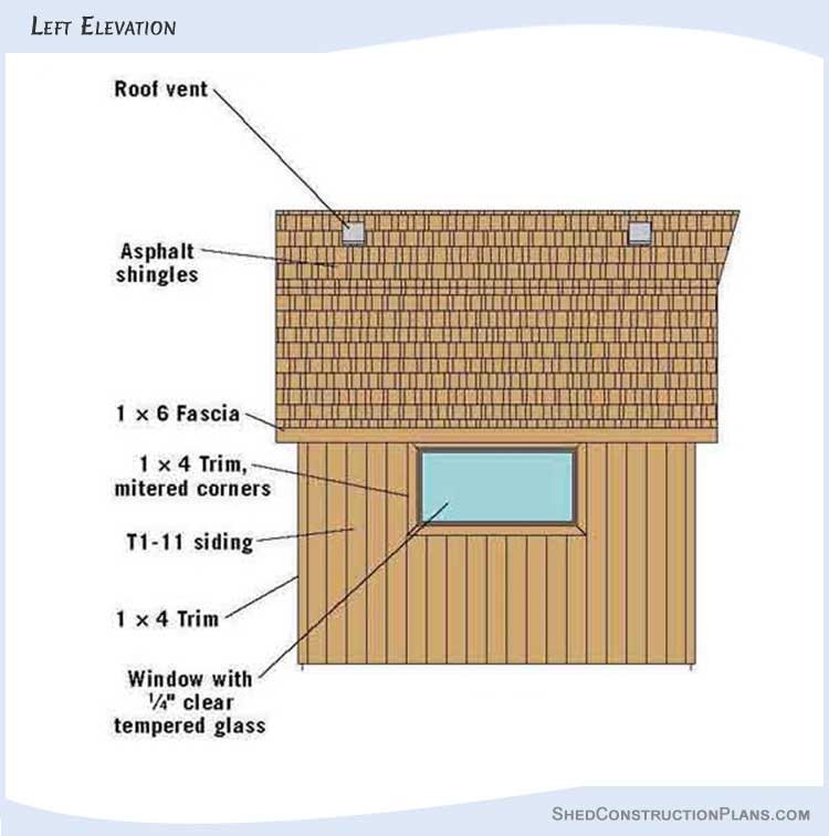 12x12 Gambrel Barn Storage Shed Plans Blueprints 07 Left Elevations