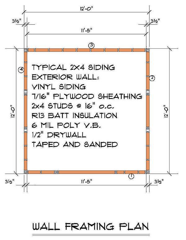 12x12 Hip Roof Shed Plans 09 Wall Framing Plan