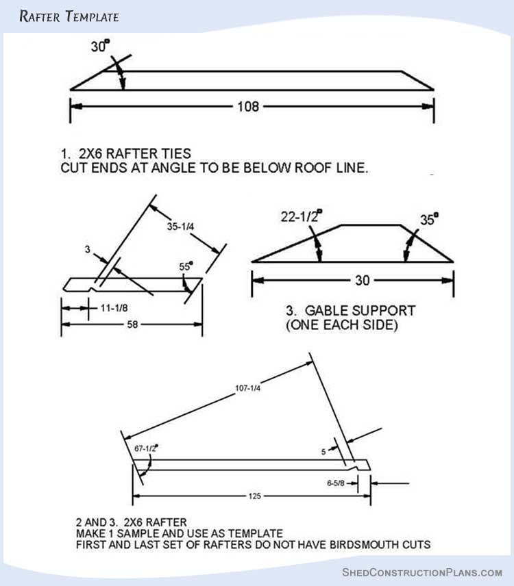 12x12 Saltbox Shed Plans Blueprints 13 Rafter Template