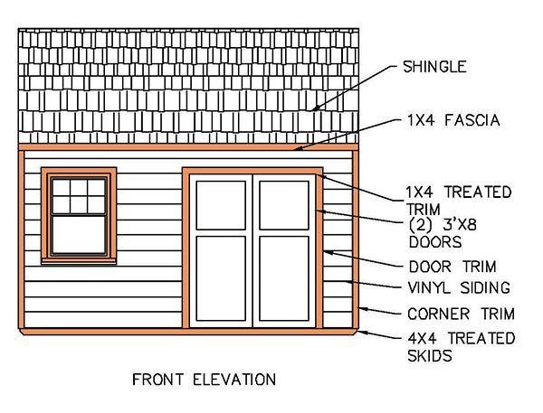 12x16 Gambrel Shed Plans 03 Front Elevation