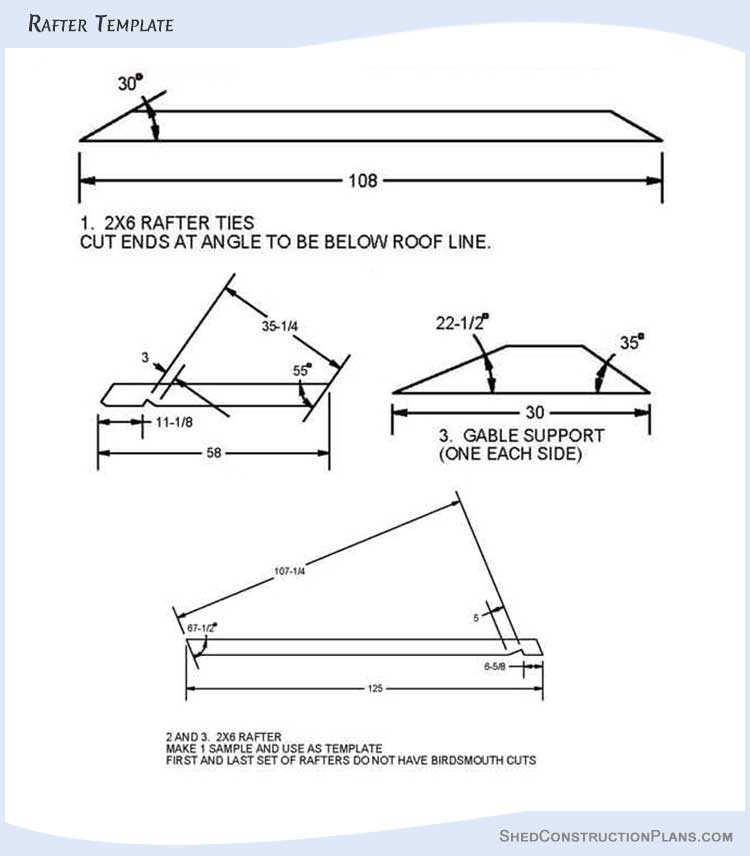 12x16 Saltbox Shed Plans Blueprints 13 Rafter Template