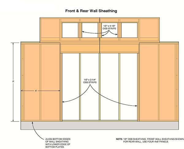 12x16 Storage Shed Plans 05 Front Rear Wall Siding