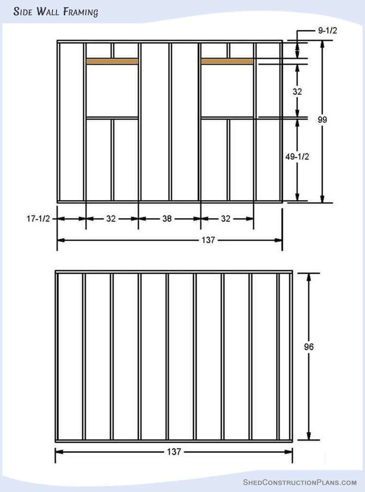 12x20 Gable Shed Plans Blueprints 09 Side Wall Framing