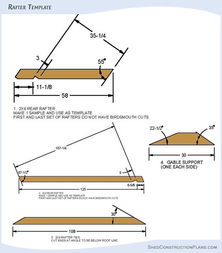 12x20 Saltbox Shed Plans Blueprints 13 Rafter Template