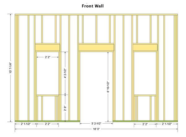 16x16 Shed Plans 04 Front Wall Frame