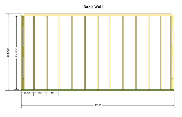 16x16 Shed Plans 05 Back Wall Frame