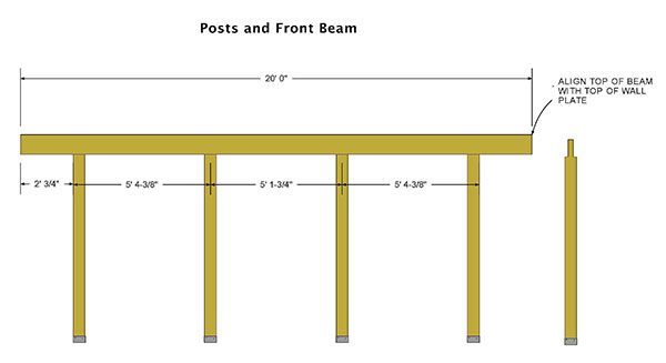 16x16 Shed Plans 05 Post Beam Layout
