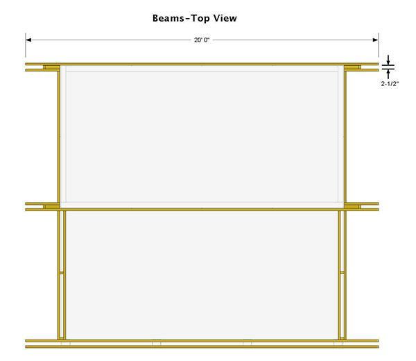 16x16 Shed Plans 11 Beams Top View