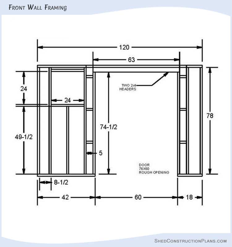 4x10 Lean To Shed Plans Blueprints 08 Front Wall Framing