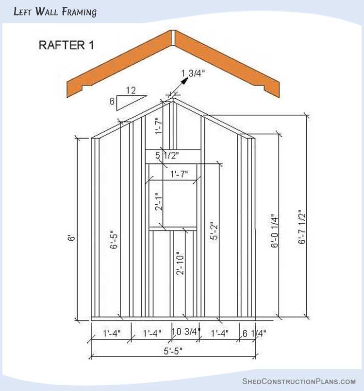 6x10 Shed Playhouse Plans Blueprints 08 Left Wall Framing