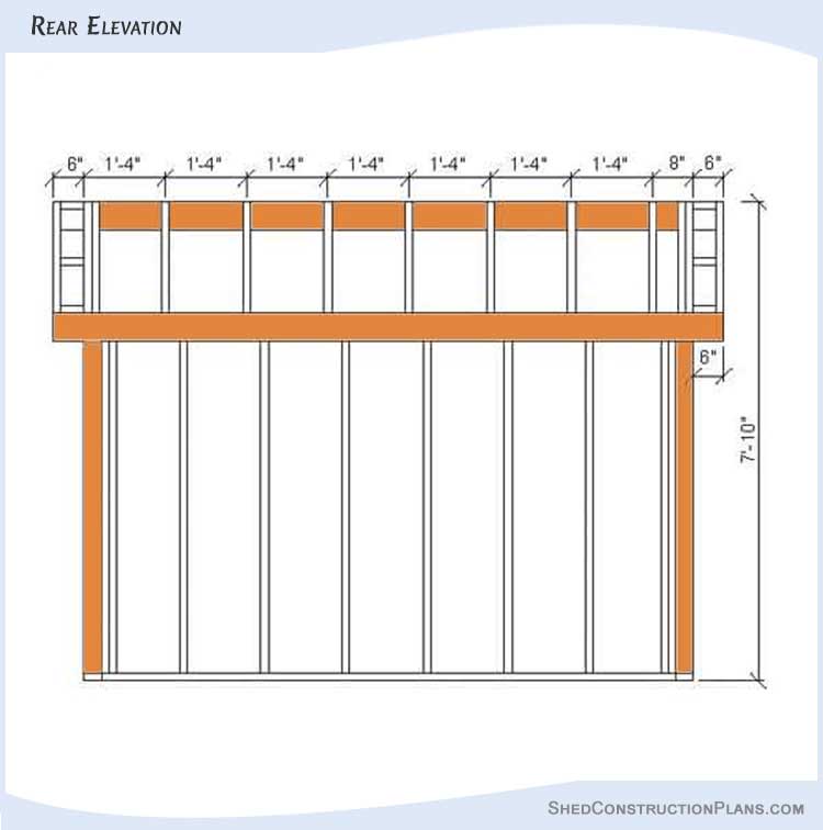 6x10 Shed Playhouse Plans Blueprints 13 Rear Elevations